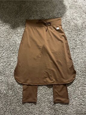 Women's Snoga Athletics Midi Brown Ceopped Shirt Tail Drawstring athletic skirt
